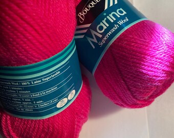 Marina Superwash 100% Wolle Farbe 6287 Hot Pink von Blumenstrauß Häkel-/Strickgarn - 50g - Neu