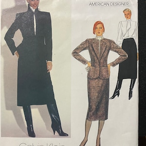 Misses Suit Jacket,  Skirt Blouse Vogue 1063 Pattern Calvin Klein (uncut)  Size 12 American Designer Original