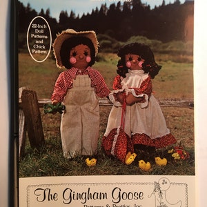 Country BOY and GIRL Cloth Rag Doll Pattern -  by The Gingham Goose - 22" tall  Heartfelt Friends Luke & Lettie with Chicks
