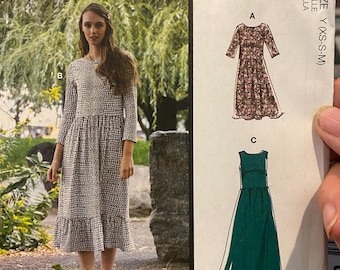 Quick Sew Dress / Jumper (Easy Sew) Misses - Pattern -  Siella McCall's 8085 - 2020 -  Size XS to M  Uncut - Flared