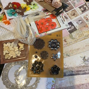 Paper Crafting Scrapbooking Bundle - 10 fogli Antenati adottati 12 "x 12" Carta, fiori, farfalle di legno e altro ancora