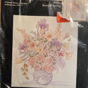 Burst of Spring - Flower Bouquet - Janlynn 02-454 - Cross Stitch Embroidery Stitchery Kit - 1998 -