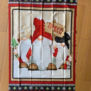 Timber Gnomies Winter Christmas Fabric PANEL, 23&quot; x 44&quot;  Ready Sew into a Wallhanging, pillow, quilt etc - Shelly Comiskey - Henry Glass