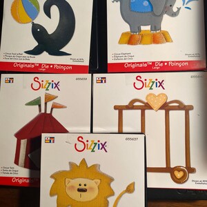 Carpa de circo / Automóvil / Animales - Pick Sizzix - Para máquina de rodillos Provo Craft - Manualidades con papel, impresión / Fabricación de tarjetas - Troquel negro de 5,5" x 4,5"