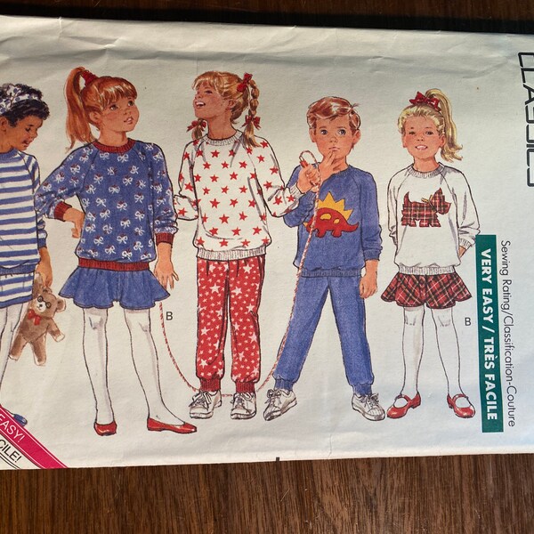 Toddler Girl's Boy's Play Outfits - Pants, Top, Skirt Butterick 6738  Pattern 1988 (uncut) Sizes 5 - 6 - 6X - Summer  Play