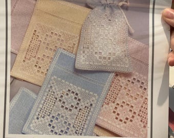 Etwas Blaues: Hochzeit Reis Tasche / Beutel Hardanger Kreuzstichvorlage - Nähnotion - 2009 - Cindy Valentine - Stickerei