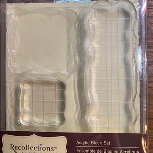 Juego de bloques acrílicos transparentes para sellos de tinta fotopolímera transparente - Recollections 268801 - 4 piezas - Sin abrir