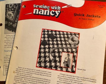 Sewing With Nancy Zieman - Choose Title -  1) Accent On Accessories 1989 or 2) Quick Jackets 1991 - Techniques / Tips / Hints Seamstress