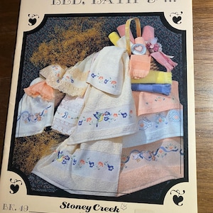 Bed, Bath & Beach - Stoney Creek Book 49 - Counted Thread Cross Stitch Charts - Birds Shells Flowers - 1987