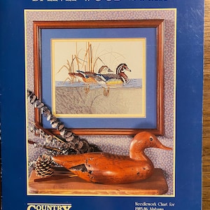 Bi-Level Wood Ducks - Country Cross Stitch - Needlework Chart for 1985-86 Alabama Migratory Waterfowl Stamp- Book 44  Patterns Graphs