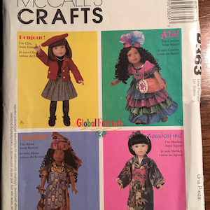 DOLL CLOTHES Pattern - 14 - 18&quot; doll  McCall&#39;s P363 / 9118 Global clothes - Outfits for France, Brazil, Kenya, Japan (Doll Dress)