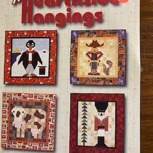 Hearthside Hangings More - Quilts Pieced Patterns - M Shimp / J Krueger - 2000 - Step-by-step Directions - color illustrations - Templates