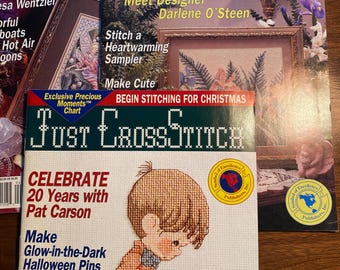 Just Cross Stitch Crafts Magazine Pick Month 1993 Embroidery Christmas Issue - Holiday - Tips Patterns Designs Needlework