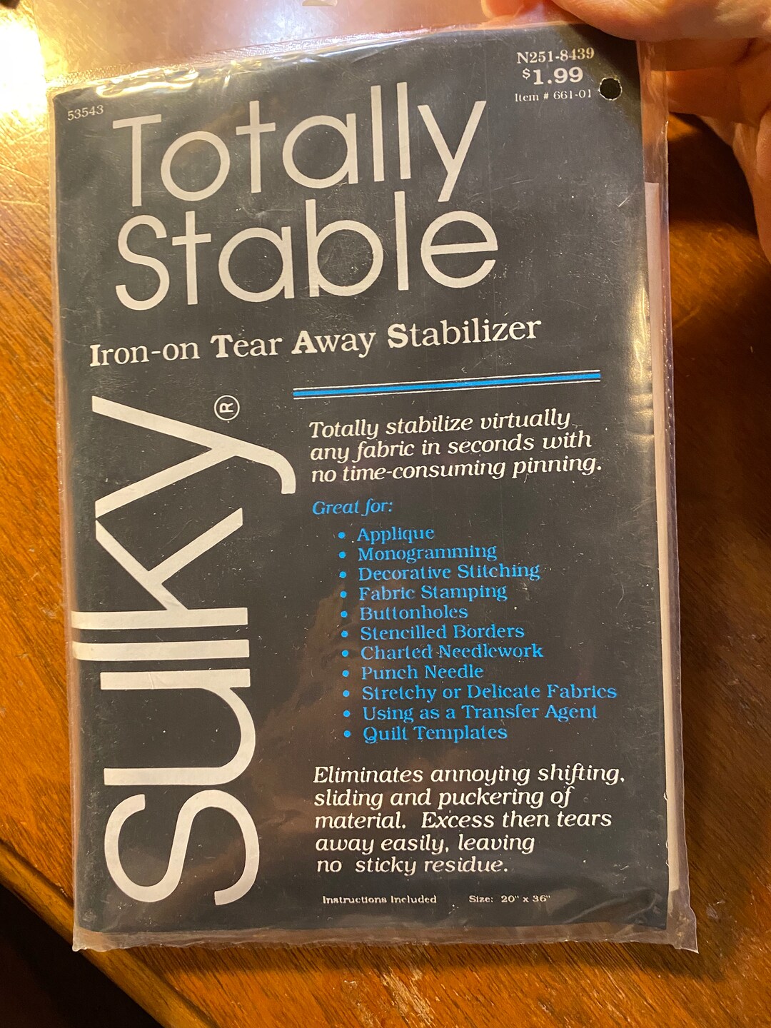 Totally Stable Iron on Tear Away Stabilizer Applique / Quilting Supply