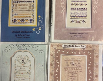 Special Sampler Cross Stitch Charts - Garland Designs -  Choose Chart - Springtime, Swan, Wedding, Gratitude - each with a Charm