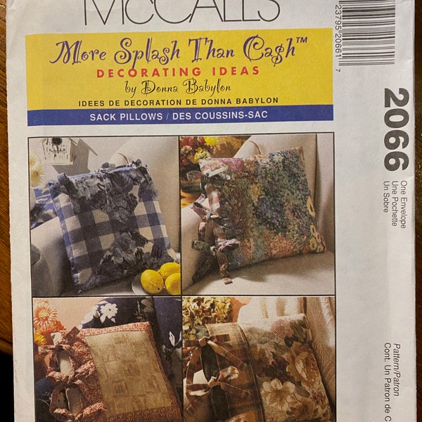 Pillow Pack - Sack Pillows Home Decorating Patterns McCall's #2066  Pattern (Uncut) - 1999