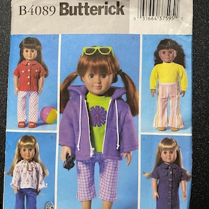 PUPPENKLEIDUNG Muster für - 18&quot; Puppe - Butterick 4089 - 2003 - Jacke, Capri Hose, Top, Kleid, Shirt