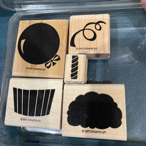 Stampin UP Stempelstempel 5 Blöcke - Konfetti Cupcake / Ballon - 1997 - Papierbasteln, Druck machen, Karten machen, toll für Kinder