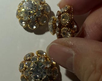 Vintage Rhinestone Button -  New Old Stock  - Size 0.75" diameter - Sit proud