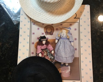 HATTIE weiche STOFFPUPPE Muster mit Garderobe Muster - Jenny Wren Ltd.  Mit 2 Hüte Puppe 19" Jahrgang 1990 - Uncut