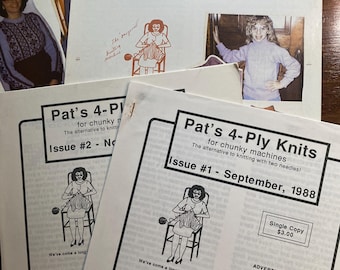 Pat's Bulky Knits - Selección de números 1, 2, 7 y 8 - Patrón para máquinas de tejer (1988/90) - Pat Wetzel - Instrucciones