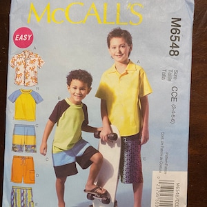 Child&#39;s  Summer Shirt Top, Shorts, Swim Trunks for Boys - McCall&#39;s M 6548 Pattern Size 3, 4, 5, 6 - 2012 sewing - Outerwear - Fleece Fabric