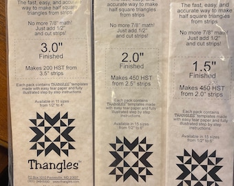 Thangles QUILT Templates for Patchwork Pick: 1&quot;, 1.5&quot;, 2&quot;, 2.5&quot;, 3&quot; or 3.5&quot; - Quilter&#39;s Tool Ease making fabric Blocks / squares from strips