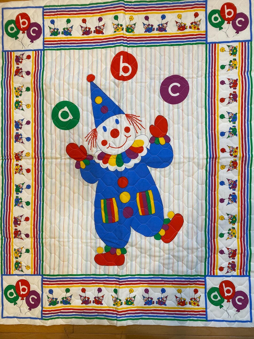 Happy ABC Clown Panel - Fabric 2 Sides / Quilted - Finish Edges 35