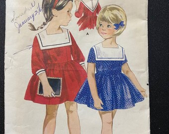 Vintage Child's / Girl's dress clothes Pattern. Butterick 3418 -  full skirt Size 5 - c1960s
