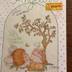 Angelove Life's Little Treasures Book 18 -Counted Thread Cross Stitch - Gloria & Pat 1983 Cute Girl Design every Month Needlework Embroidery