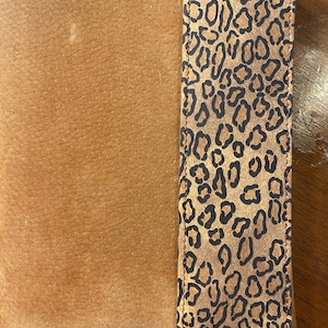 Journal vierge relié en cuir / Carnet de notes - 6 1/4 « x 8 1/2 » Marron avec bande de fermeture léopard - Nouveau