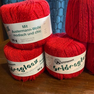 Red Austermann Seidenglanz   Yarn - 50 g   (1 3/4 oz ) - New - 50% Cotton -   For knitting and crocheting