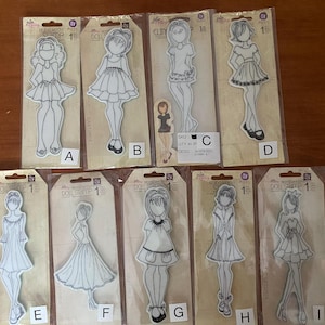 Kolekcja lalek / dziewcząt Julie Nutting Gumowy blok stempli - Wybierz Whimsical Design - papierowe rzemiosło, tworzenie nadruków, tworzenie kartek, świetne dla dzieci