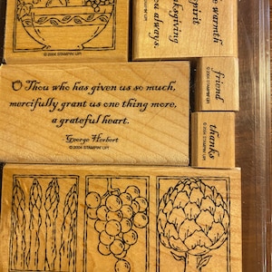 Blocs de tampons en caoutchouc Stampin UP - Un coeur reconnaissant - lot de 6 - 2004 - créations en papier, impression, fabrication de cartes, idéal pour les enfants