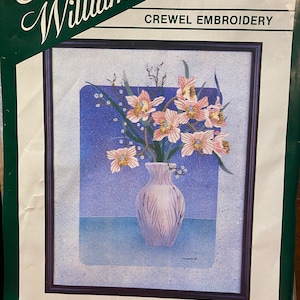 Elsa Williams - Summer Orchid #00318 - Crewel Embroidery Stitchery Kit - Flowers - Creative Needlepoint Kit - 16&quot; x 20&quot; (Original Packaging)