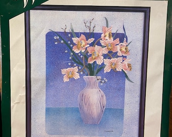 Kit Broderie Kit De Broderie Crewel Elsa Williams Merton Vase II - Fleurs Bleues Sur Verre, Modèle 00397 Kit Loisir Créatif Fleurs Plantes