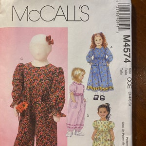 Girls&#39; Easy Sew Dress / Jumpsuit /  Romper -  McCall&#39;s  4574  Pattern - Child Size Large (3 - to - 6)  - uncut - 2004