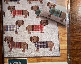 Dogs In Sweaters Patchwork Quilt for Pet Lovers Pattern - Elizabeth Hartman - 2017 - With Optional Glasses Applique