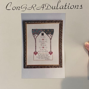 Gefeliciteerd - Afstuderen - Aankondiging Cross Stitch Chart - Wandhangende ontwerpen - Lynn Brand Tesch - Boek 107 - Personaliseren - 1997