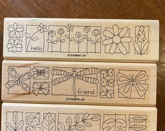 Stampin UP Rubber Stamp Blocks - A Little Bit of Happiness 3 Blocks -  paper crafting, print making, card making, great for kids