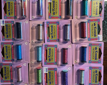 Kreinik #4 Braid Balger Very Fine - Pick Color 001 to 059 Metallics Specialty Embroidery thread Floss - Needlepoint Cross Stitch -Spool 12yd