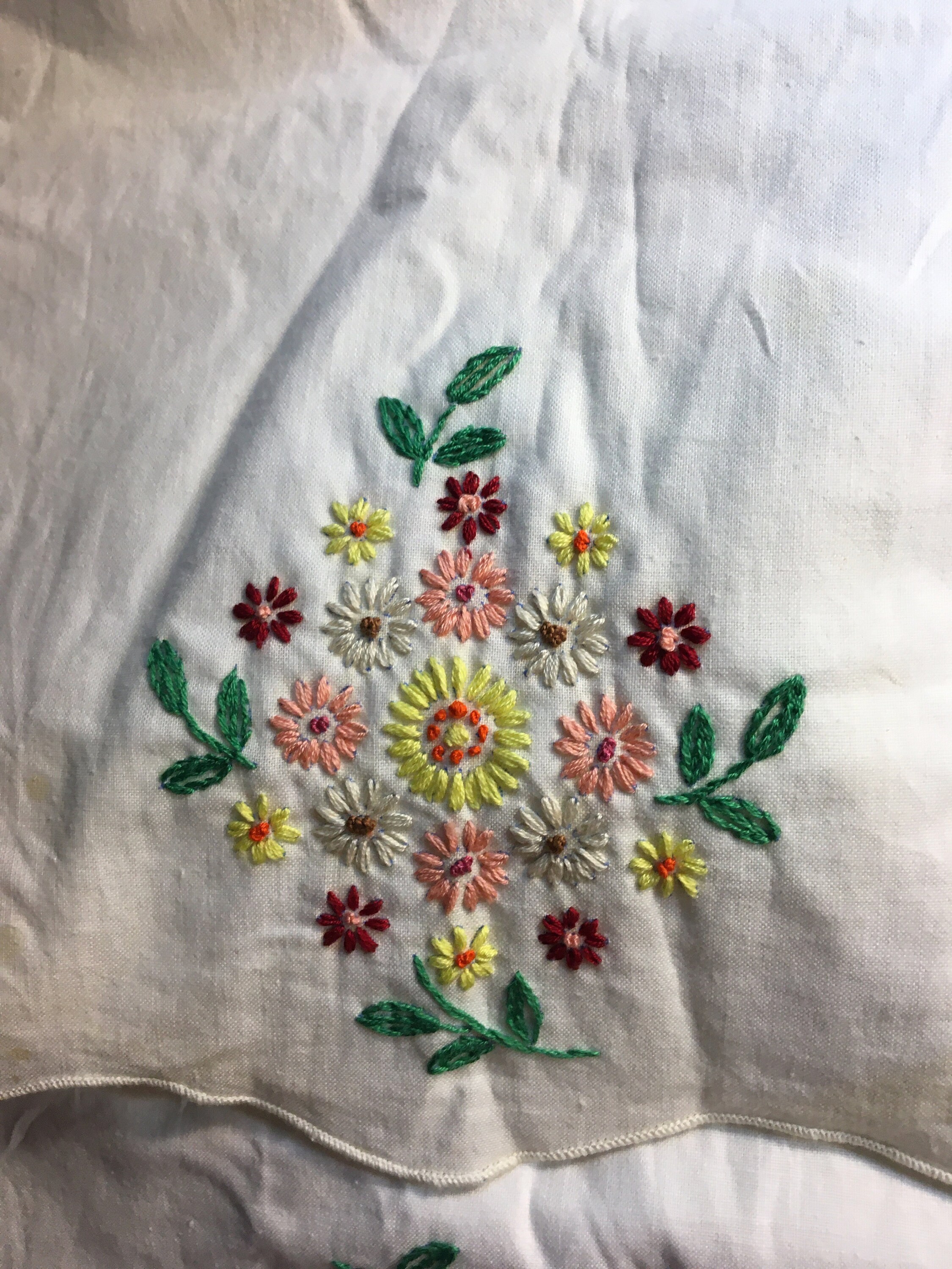 Embroider Pillow Bolster Cover Vintage Printed Linen to Etsy