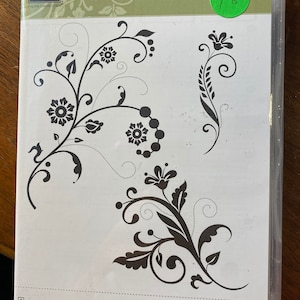 Flowering Flourishes Stampin UP Red Rubber Stamp Block Set - Neu / Wenig Gebraucht - Papierbasteln, Druckgrafik, Kartenherstellung, ideal für Kinder