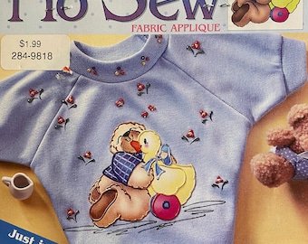 Daisy Kingdom Teddy Bear & Duck - Friends Forever MINI C113-1680 - sem costura, apliques em roupas, colchas, travesseiros, etc., enfeite rápido e fácil