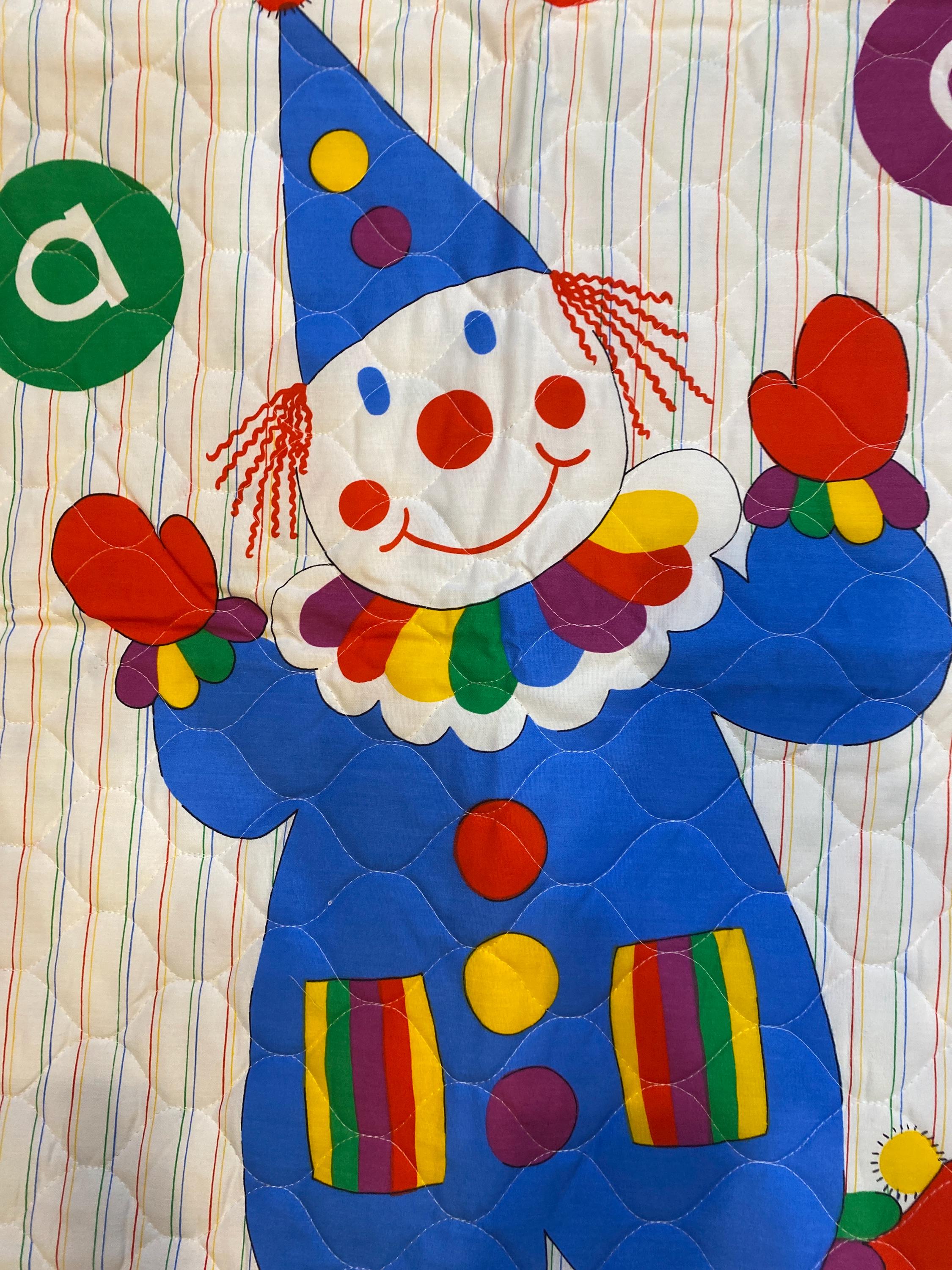 Happy ABC Clown Panel - Fabric 2 Sides / Quilted - Finish Edges 35