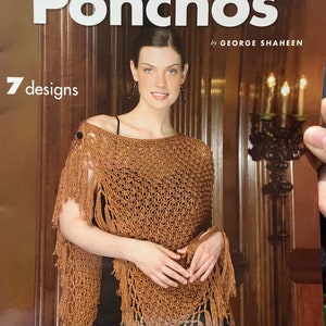Knit Ponchos  - George Shahenn -  Leaflet 1377 - 7 Designs Patterns - Instructions - Shawl knitting Classics -2004