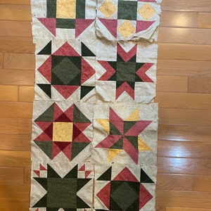 Sewn Joann&#39;s Quilt Fabric Block (Square) of the Month - 12&quot; x 12&quot; - Choose Design - Machine / Pieced stitched - Green / Yellow / Red