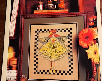 Spice Angel - Patrón de punto de cruz de hilo contado - Ángeles decoran las costuras del hogar/cocina - Peg Edwards - Carolina Country House 9730