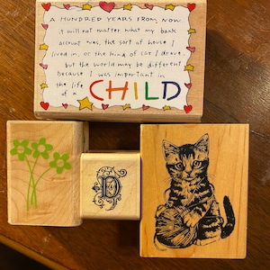 Inkadinkado Stempelblöcke - Wählen Sie Kind Spruch, Kitty Katze, Monogramm D, Gänseblümchen - Papier basteln, Druck machen, Karten DIY