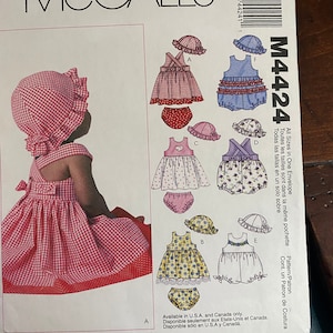 Dress, rompers Hat Girls - Pattern - McCall&#39;s M4424 - 2004 -  Sizing Sm, M, L - Summer Sunsuit - Toddler / Children